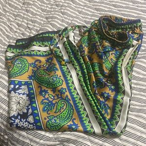 Zara Multicolor Paisley Wide Leg Pants